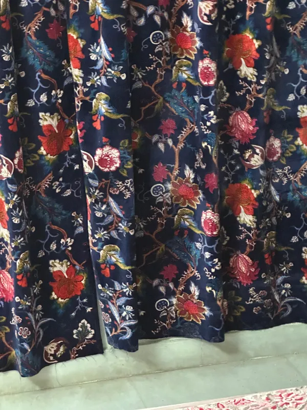 Floral_Cotton_Velvet_Curtain:_Ultra_Blue_Boho_Drapes,_Custom_Size
