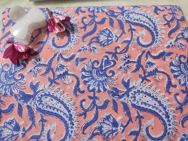 Hand_Block_Printed_Cotton_Fabric:_Mughal_Floral_Print,_44"_Wide