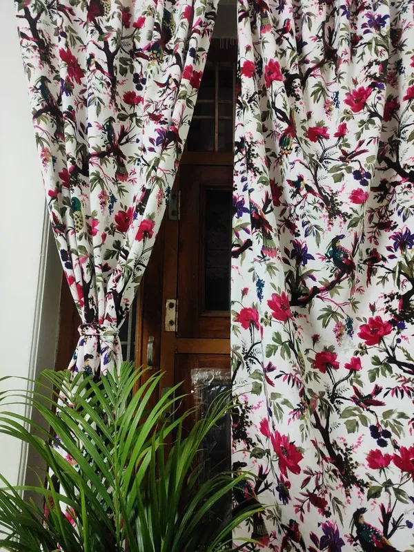 Vintage_Cotton_Velvet_Curtains:_Bird_Print_Boho_Drapes,_Set_Of_Two