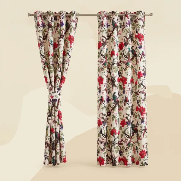 Vintage_Cotton_Velvet_Curtains:_Bird_Print_Boho_Drapes,_Set_Of_Two