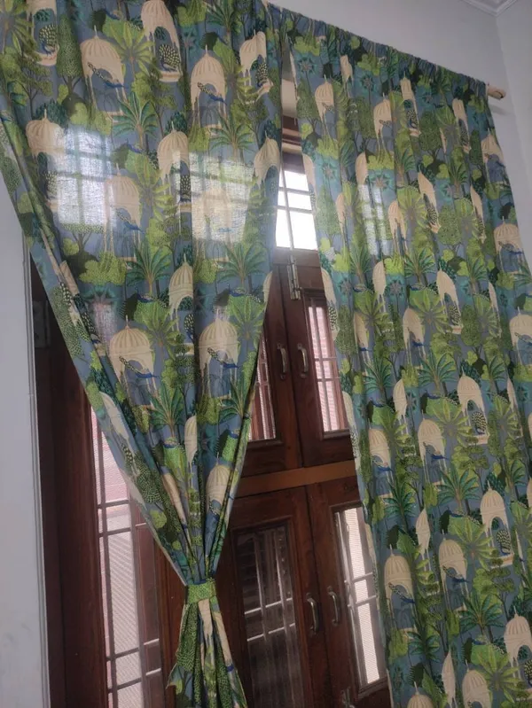 Indian_Heritage_Inspired_Semi_Sheer_Cotton_Curtains,_Set_Of_Two_Curtain,_Boho_Decor.