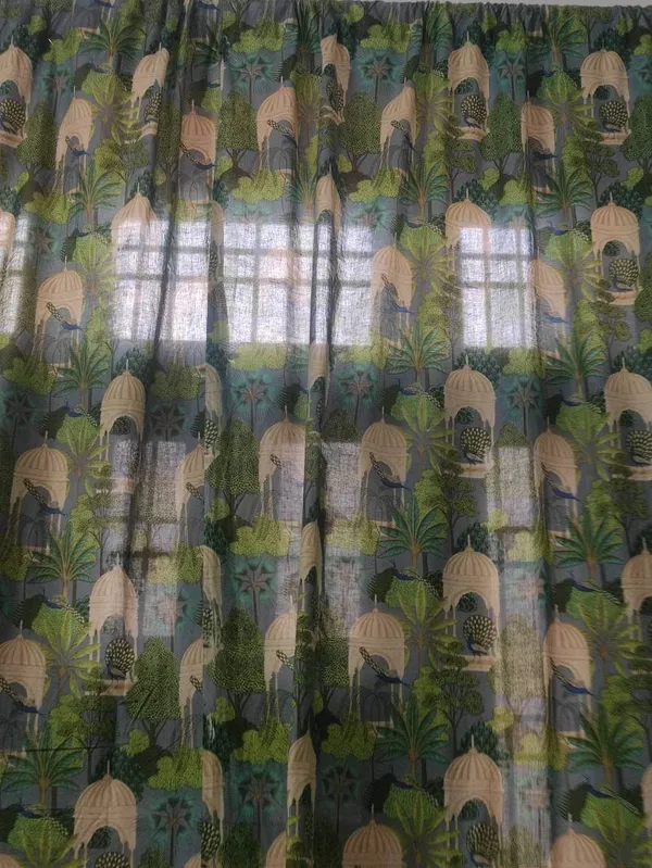 Indian_Heritage_Inspired_Semi_Sheer_Cotton_Curtains,_Set_Of_Two_Curtain,_Boho_Decor.