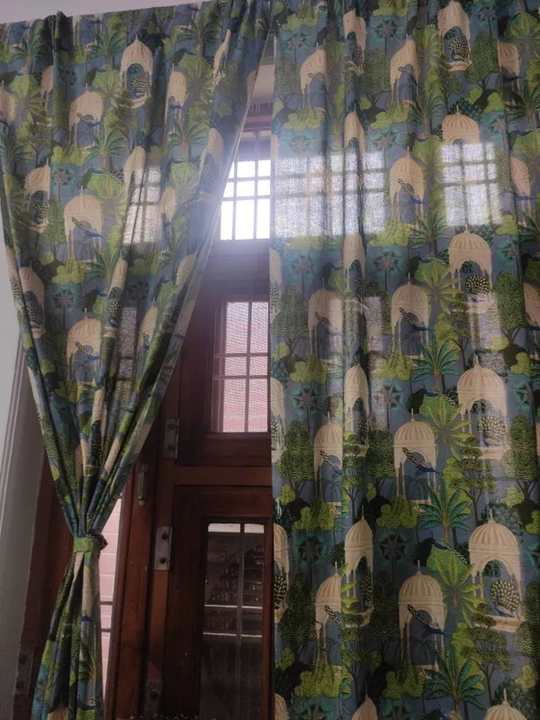 Indian_Heritage_Inspired_Semi_Sheer_Cotton_Curtains,_Set_Of_Two_Curtain,_Boho_Decor.
