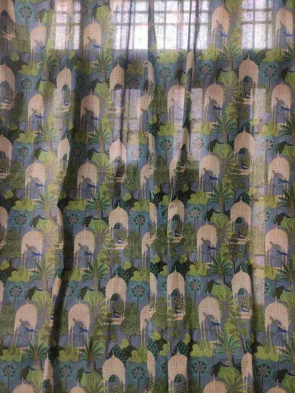 Indian_Heritage_Inspired_Semi_Sheer_Cotton_Curtains,_Set_Of_Two_Curtain,_Boho_Decor.