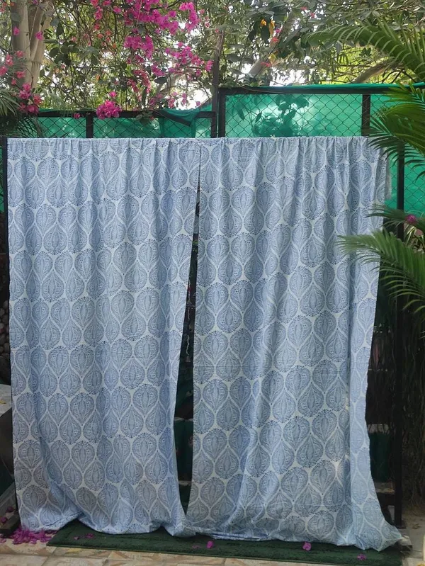 Block_Print_Cotton_Curtains:_Light_Blue_Semi_Sheer_Drapes_(Set_Of_Two)