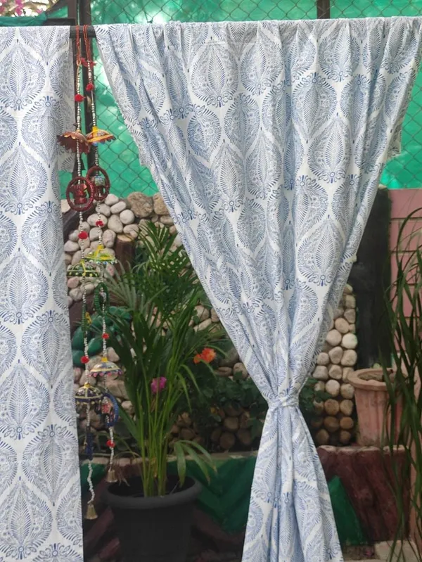 Block_Print_Cotton_Curtains:_Light_Blue_Semi_Sheer_Drapes_(Set_Of_Two)
