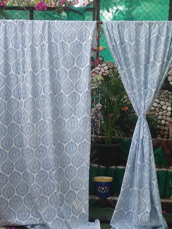Block_Print_Cotton_Curtains:_Light_Blue_Semi_Sheer_Drapes_(Set_Of_Two)