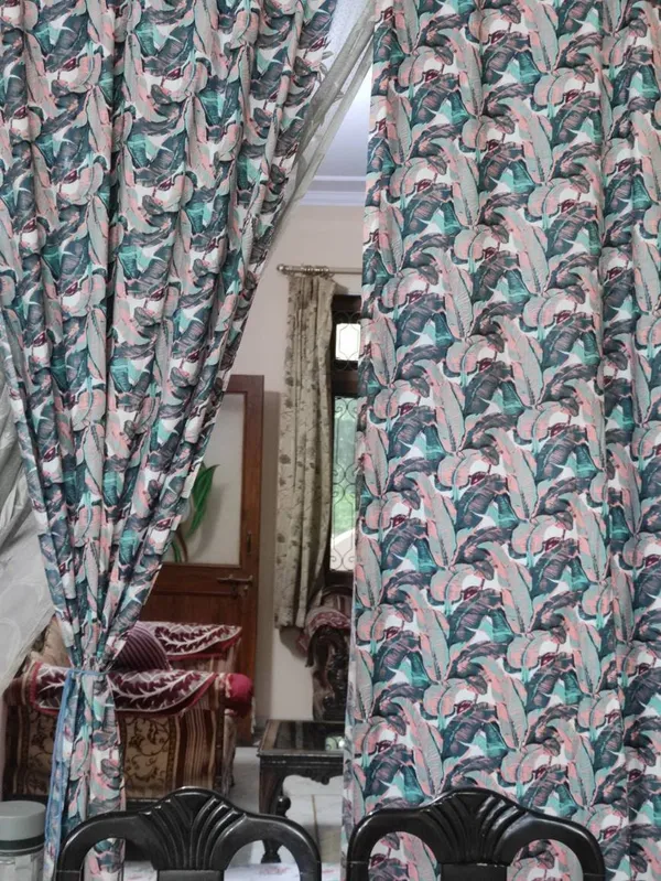 Tropical_Banana_Leaf_Cotton_Curtains:_Peach_&_Aqua_Semi_Sheer_Drapes