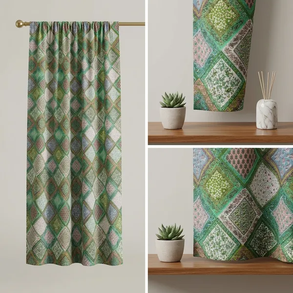Moroccan_Tile_Cotton_Curtain_Set:_Bohemian_Semi_Sheer_Drapes