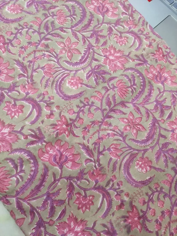 Hand_Block_Cotton_Fabric:_Dusty_Rose_Mughal_Floral_Print
