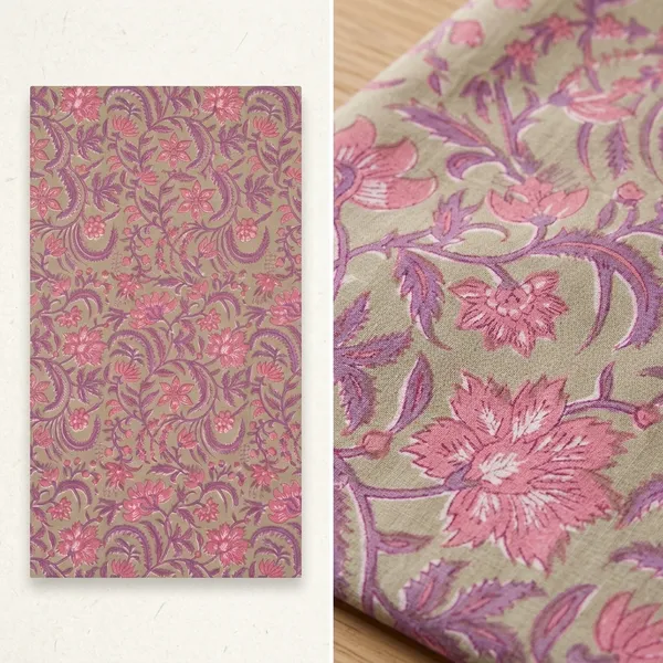 Hand_Block_Cotton_Fabric:_Dusty_Rose_Mughal_Floral_Print