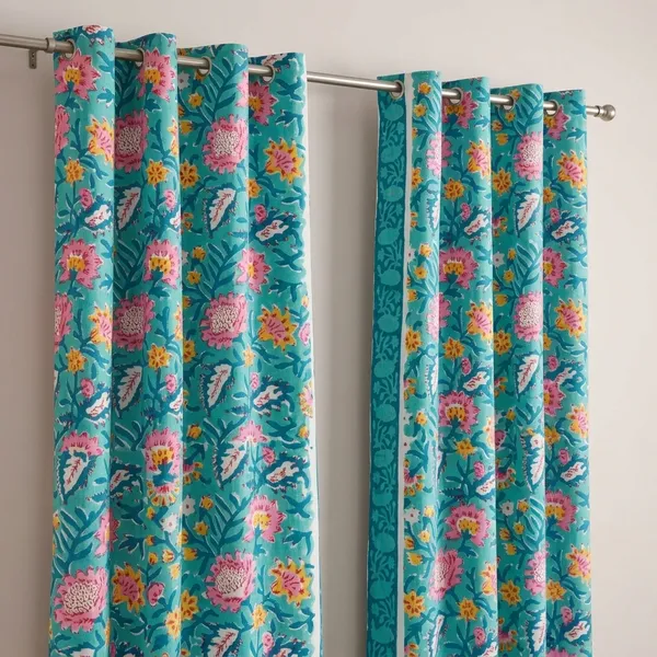 Floral_Mughal_Print_Cotton_Fabric:_Hand_Block_Design,_44_Inches_Wide