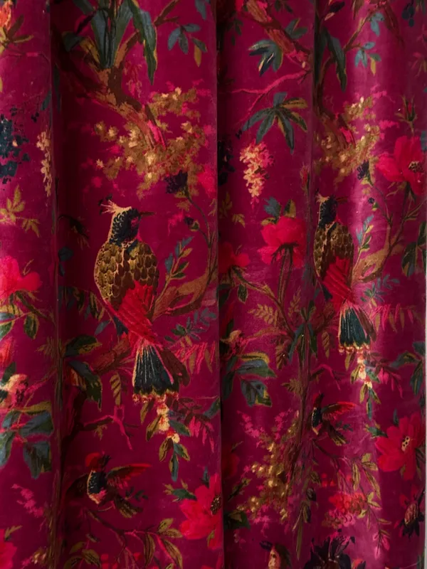 Vintage_Cotton_Velvet_Curtain:_Onion_Pink_Bird_Print_Boho_Drapes
