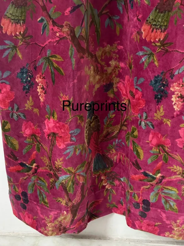 Vintage_Cotton_Velvet_Curtain:_Onion_Pink_Bird_Print_Boho_Drapes