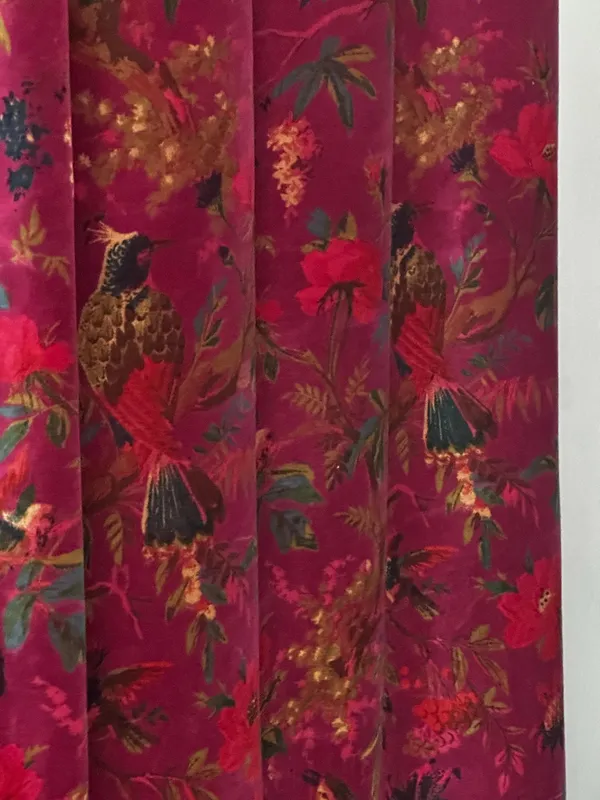 Vintage_Cotton_Velvet_Curtain:_Onion_Pink_Bird_Print_Boho_Drapes