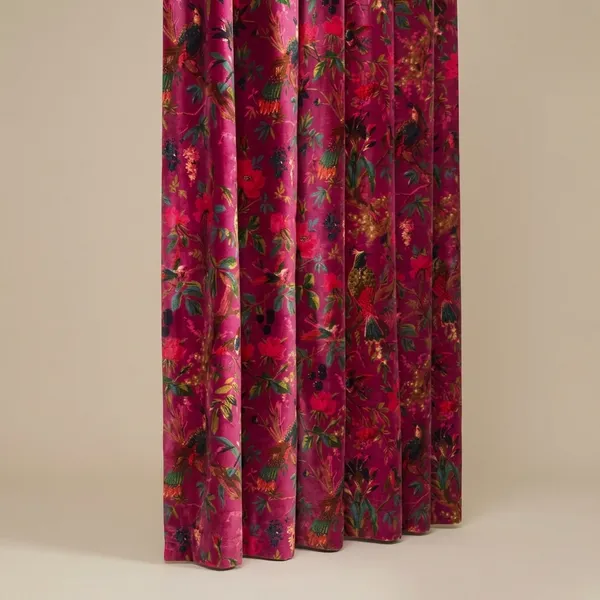 Vintage_Cotton_Velvet_Curtain:_Onion_Pink_Bird_Print_Boho_Drapes
