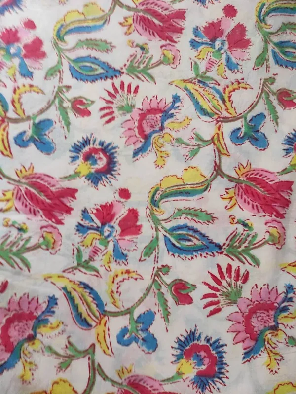 Hand_Block_Printed_Cotton_Fabric:_Mughal_Floral_Print,_44_Inches_Wide