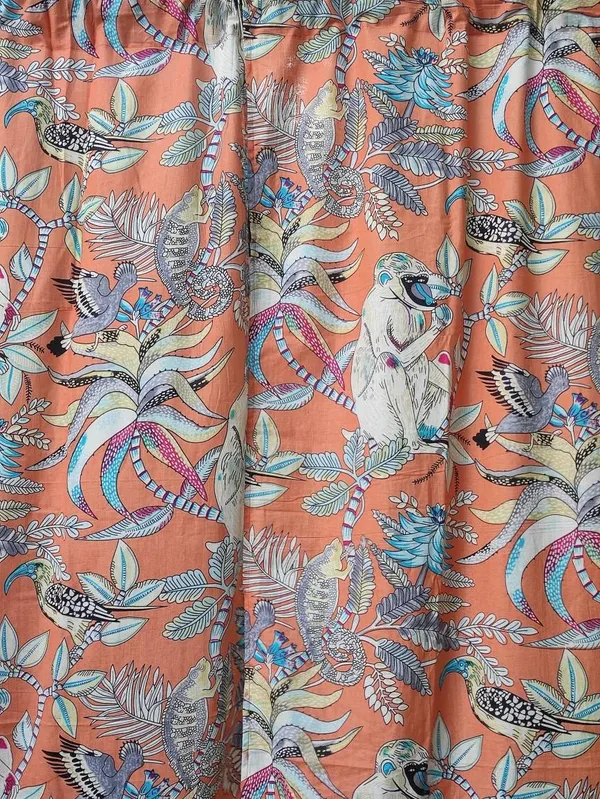 Tropical_Monkey_Print_Cotton_Curtain_Set:_Boho_Semi_Sheer_Drapes