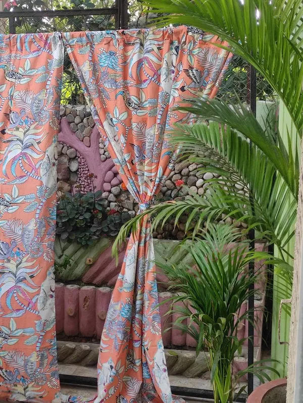 Tropical_Monkey_Print_Cotton_Curtain_Set:_Boho_Semi_Sheer_Drapes