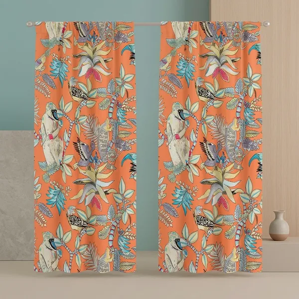 Tropical_Monkey_Print_Cotton_Curtain_Set:_Boho_Semi_Sheer_Drapes