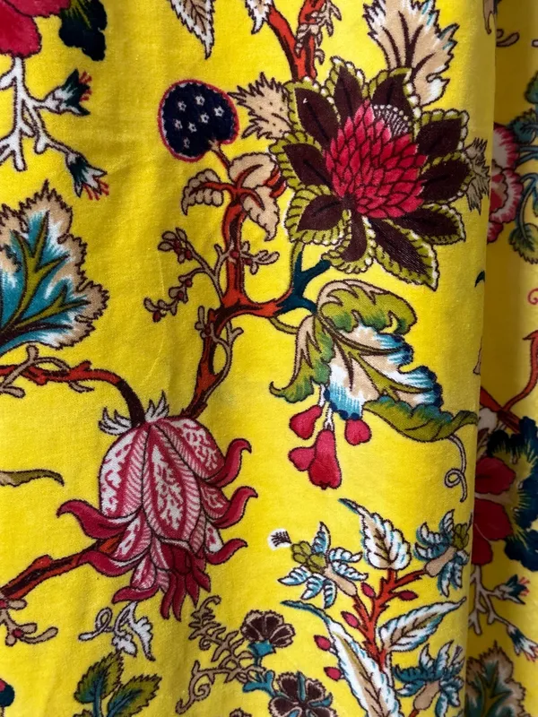 Floral_Cotton_Velvet_Curtain:_Sunshine_Yellow_Boho_Drapes