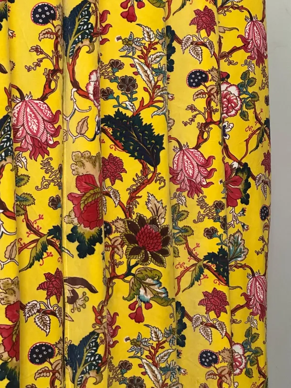Floral_Cotton_Velvet_Curtain:_Sunshine_Yellow_Boho_Drapes
