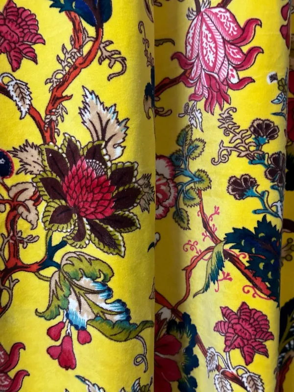 Floral_Cotton_Velvet_Curtain:_Sunshine_Yellow_Boho_Drapes