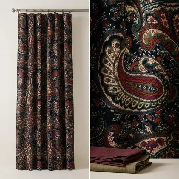 Vintage_Style_Black_Cotton_Velvet_Curtain:_Traditional_Paisley_Print_Drapes