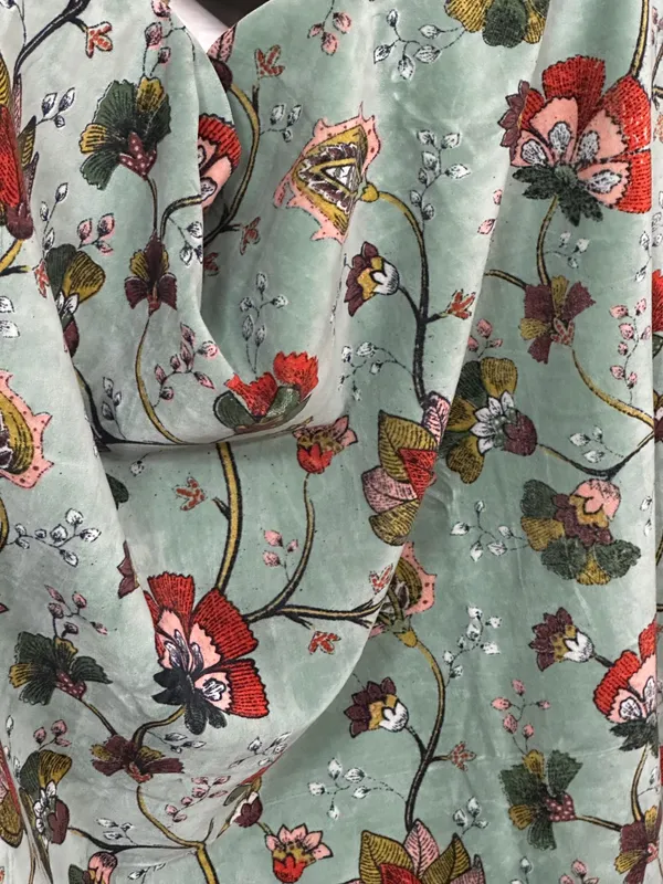 Floral_Print_Velvet_Curtain:_Light_Mint_Green/_See_Green_,_Custom_Size_Available