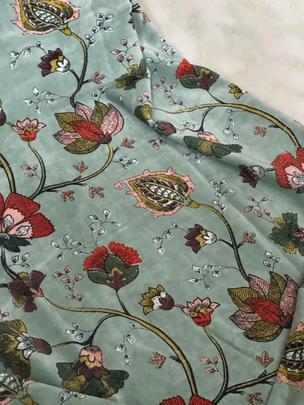 Floral_Print_Velvet_Curtain:_Light_Mint_Green/_See_Green_,_Custom_Size_Available