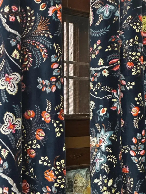 Floral_Cotton_Velvet_Curtain:_Ultra_Blue_Boho_Drapes