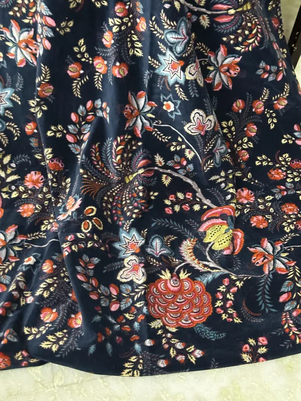 Floral_Cotton_Velvet_Curtain:_Ultra_Blue_Boho_Drapes