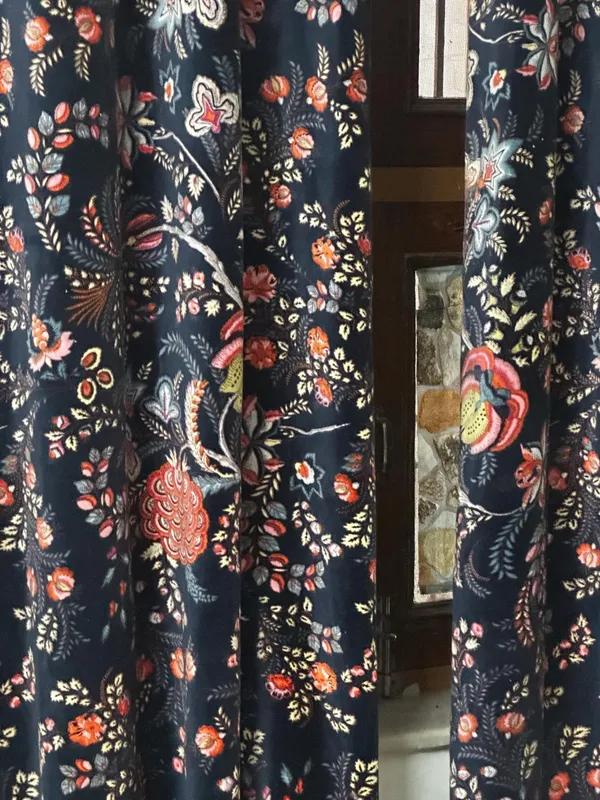 Floral_Cotton_Velvet_Curtain:_Ultra_Blue_Boho_Drapes