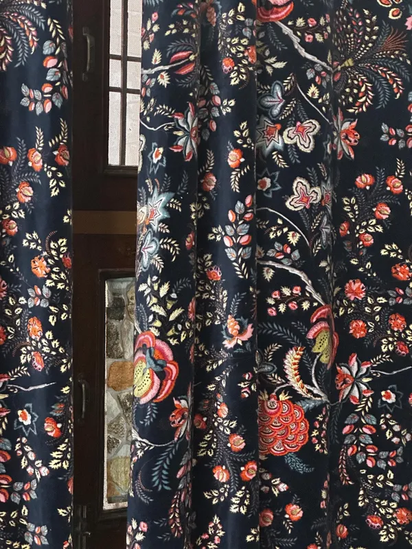 Floral_Cotton_Velvet_Curtain:_Ultra_Blue_Boho_Drapes