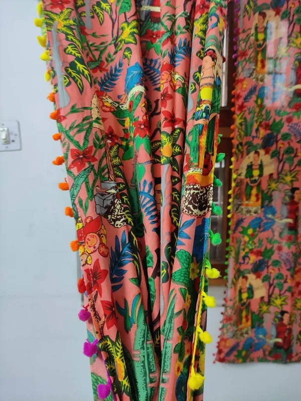 Frida_Kahlo_Cotton_Curtain_(Set_Of_Two)_-_Boho_Pom_Pom_Lace