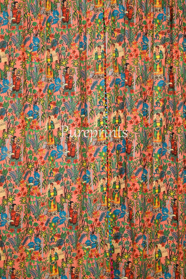 Frida_Kahlo_Cotton_Curtain_(Set_Of_Two)_-_Boho_Pom_Pom_Lace