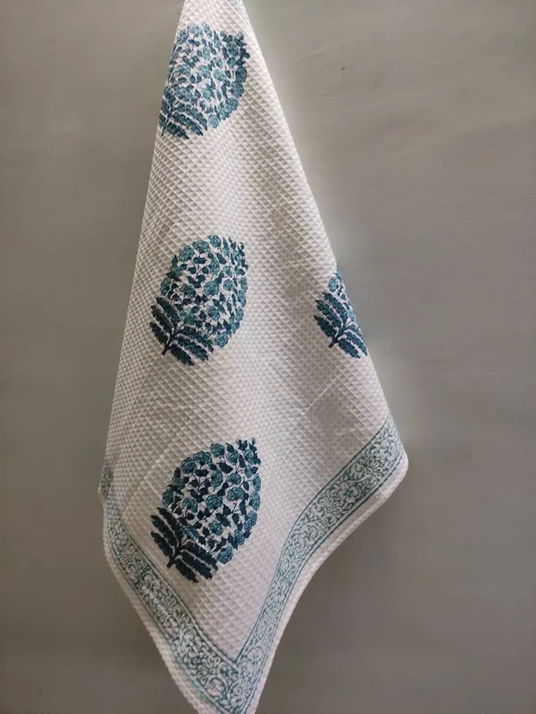 Waffle_Hand_Block_Print_Organic_Cotton_Towel_Set:_Bath_&_Hand_Towels