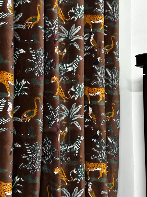 Velvet_Forest_Print_Curtain:_Chocolate_Brown_Boho_Drapes_-_Custom_Size
