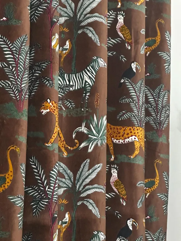 Velvet_Forest_Print_Curtain:_Chocolate_Brown_Boho_Drapes_-_Custom_Size