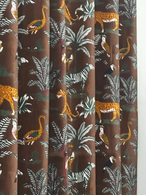 Velvet_Forest_Print_Curtain:_Chocolate_Brown_Boho_Drapes_-_Custom_Size