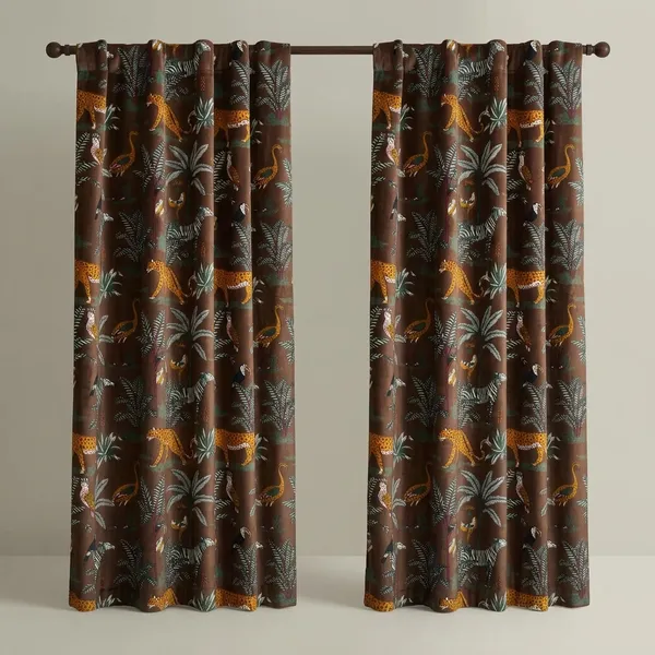 Velvet_Forest_Print_Curtain:_Chocolate_Brown_Boho_Drapes_-_Custom_Size