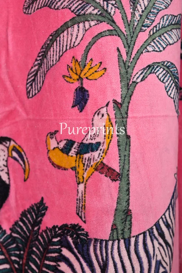 Vintage_Cotton_Velvet_Curtain:_Candy_Pink_Jungle_Print,_Boho_Drapes_(Set_Of_Two)