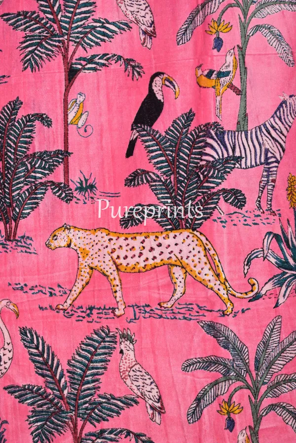 Vintage_Cotton_Velvet_Curtain:_Candy_Pink_Jungle_Print,_Boho_Drapes_(Set_Of_Two)