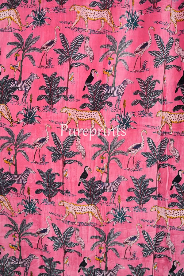 Vintage_Cotton_Velvet_Curtain:_Candy_Pink_Jungle_Print,_Boho_Drapes_(Set_Of_Two)