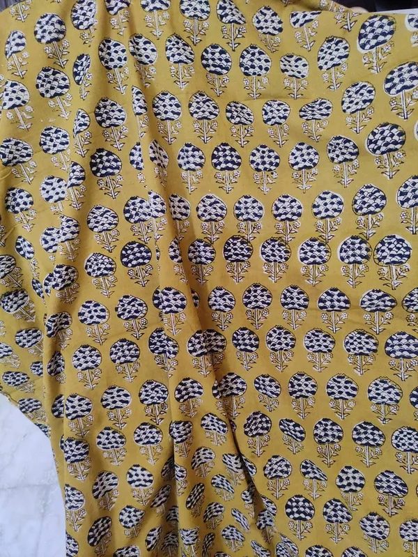 Mustard_Yellow_Hand_Block_Print_Cotton_Fabric