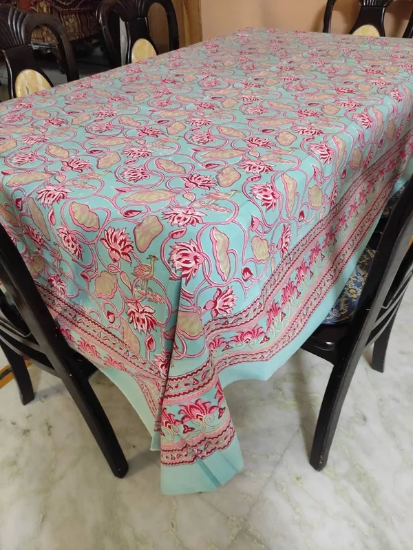 Indian_Block_Print_Tablecloth:_Floral_Cotton_Farmhouse_Table_Cover