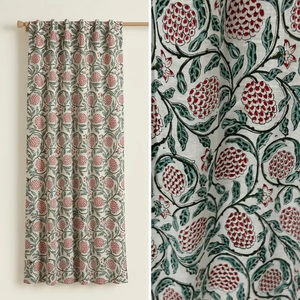 Hand_Block_Printed_Floral_Cotton_Curtains,_Bohemian_Farmhouse_Drapes,_Set_Of_2