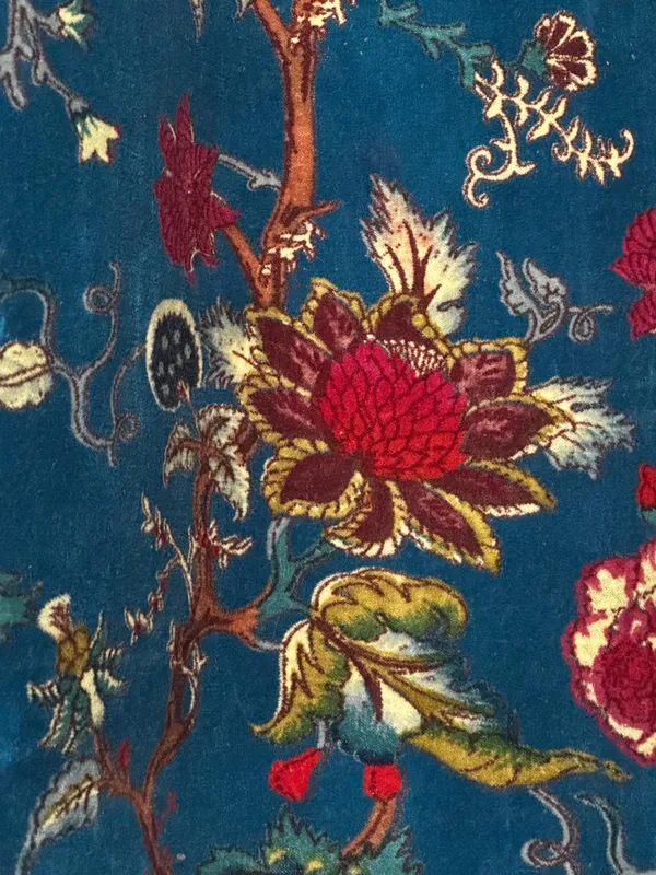 Floral_Cotton_Velvet_Curtain:_Teal_Blue_Boho_Drapes,_Custom_Size