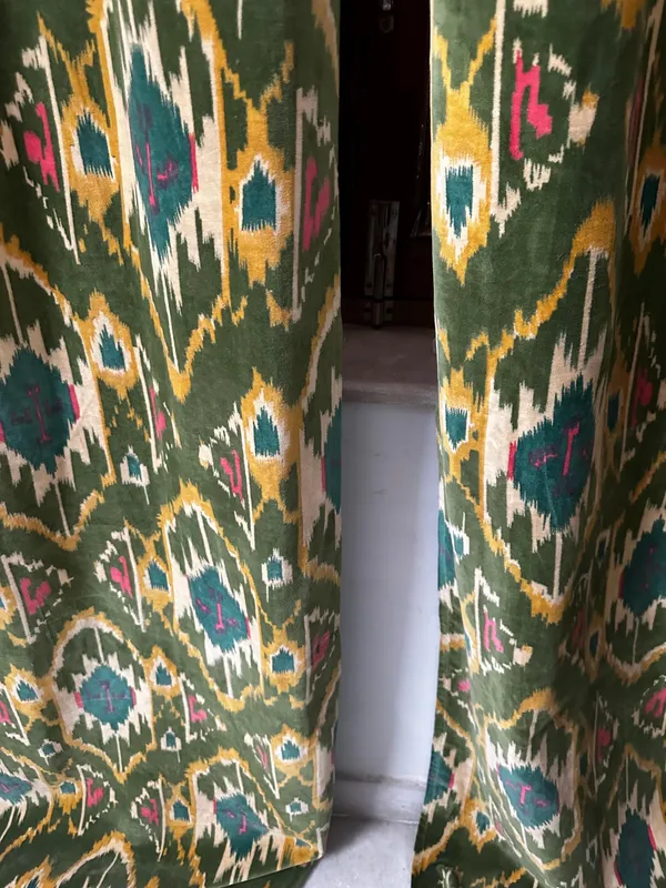 Olive_Velvet_Curtains:_Vintage_Style_Geometric_Print_Boho_Drapes