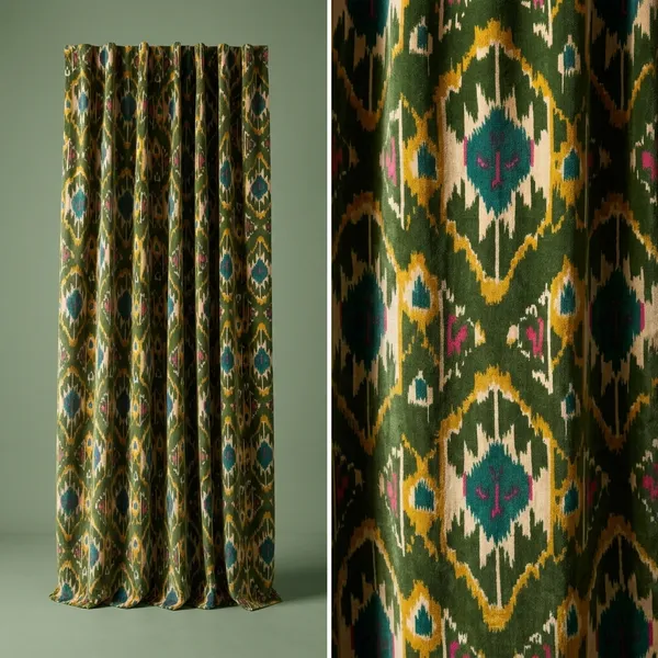 Olive_Velvet_Curtains:_Vintage_Style_Geometric_Print_Boho_Drapes
